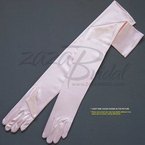 23.5″ Long Shiny Stretch Satin Dress Gloves Opera Length 16BL-Light Pink